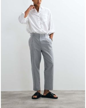 ASOS Linen Lightweight Smart Relaxed Tapered Trousers - Grey