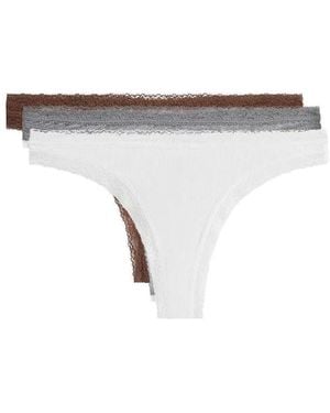 Oysho 3 Thongs With Cotton Rib - White