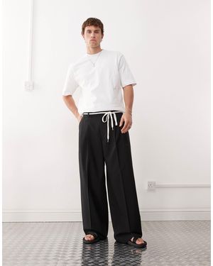 Weekday Wide Leg Tailored Pants With Front Pleats - White