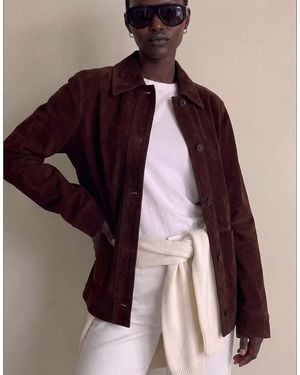 NA-KD Pocket Detail Faux Suede Jacket - Red