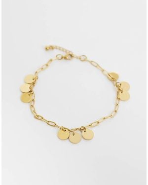 Reclaimed Vintage Stainless Steel Waterproof Dainty Anklet With Charms - Metallic