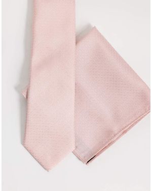 ASOS Stropdas En Pochet Met Textuur - Roze