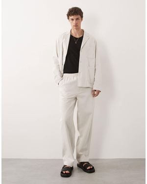 ARKET Pure Cotton Wide Leg Elasticated Waist Trouser - Natural