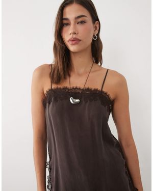 Mango Lace Trim Cami Top - Black