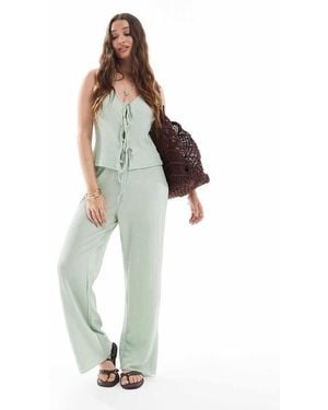 Vero Moda Textured Jersey Trousers - Green