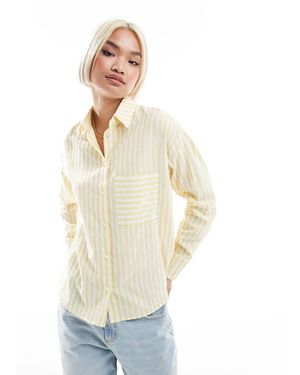 Threadbare Camisa Amarilla A Rayas Blancas De Estilo Casual Con Botones De -Amarillo - Blanco
