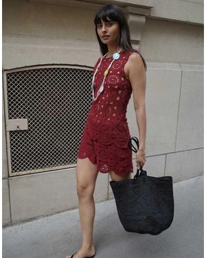 NA-KD Knitted Crochet Vest - Red