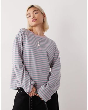 Monki Oversized Longsleeved T-Shirt With Side Slits - Gray