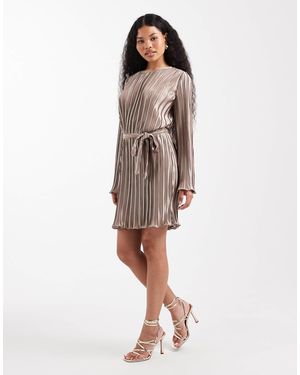 Vero Moda Tie Waist Plisse Mini Dress - White