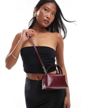 ASOS Textu Mini Grab Clutch With Cross Body Strap - Black