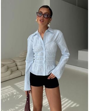 Princess Polly Liesel Flare Sleeve Shirred Detail Shirt - White