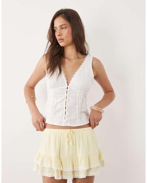 Motel Lasily Sleeveless Corset Poplin Top - White