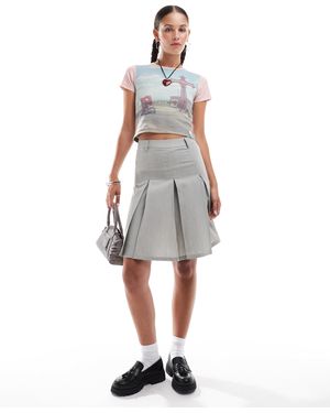 Daisy Street Jupe longueur années 90 style uniforme à taille mi-haute - Blanc