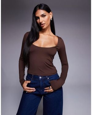 ASOS Polyamide Slinky Deep Scoop Neck Top - Blue