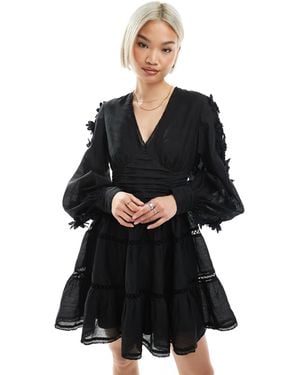 French Connection Aubrey 3d Lace Detail Mini Dress - Black