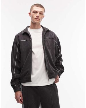 Weekday Co-ord Velour Track Jacket - Black