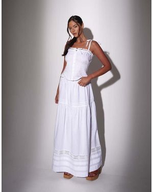 South Beach Falda Larga Blanca Escalonada Con Detalle Plisado De - Morado