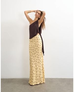 TOPSHOP Polka Dot Flood Length Satin Bias Maxi Skirt - White