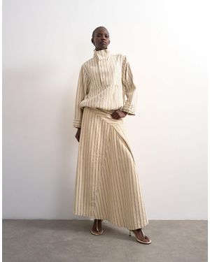 TOPSHOP – asymmetrischer maxirock aus denim - Natur