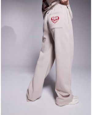 Kaiia Joggers Color Pietra E Rossi Con Logo A Cuore Sul Retro - Viola