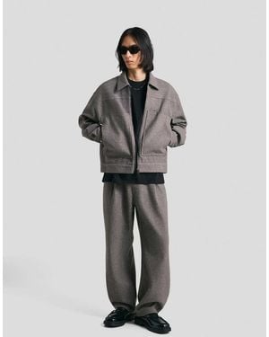 Bershka Balloon-fit Flannel Trousers - Grey