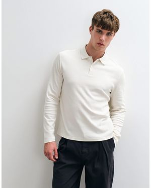ASOS Polo à manches longues coupe regular épais texturé écru - Blanc