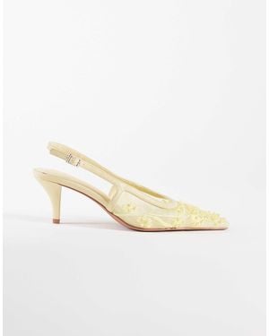 ASOS Soulmate Beaded Slingback Kitten Heels - White