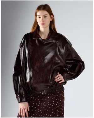 Glamorous Faux Leather Asymmetric Zip Biker Jacke - Black