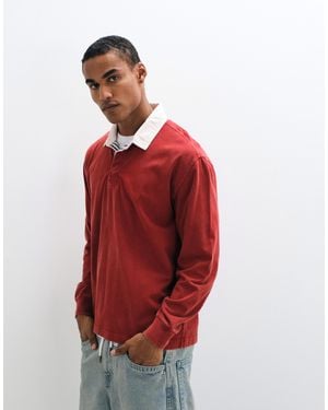 Abercrombie & Fitch Rugby-polohemd mit kontrastkragen - Rot