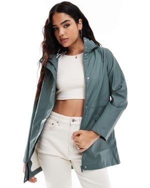 Vero Moda Coated Rain Jacket With Hood - Blue
