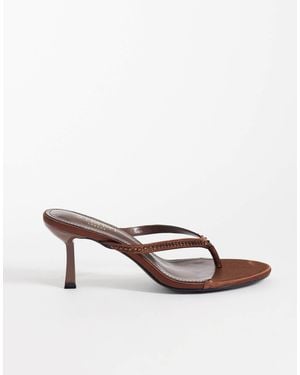SIMMI Simmi London Iris Wide Fit Heeled Toe Post Sandals - Brown