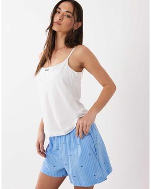 DKNY Cami With Shelf Bra And Boxer Shorts Pyjama Set - White