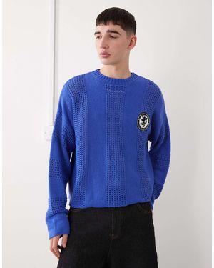 Collusion – gestricktes fußball-t-shirt - Blau