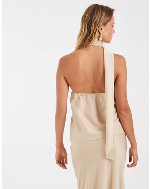ONLY Scarf Detail One Shoulder Top - Natural