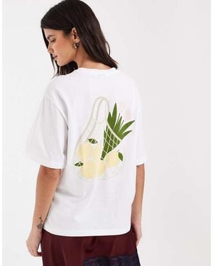 Vero Moda Lemon And Tulips Graphic T-shirt - White