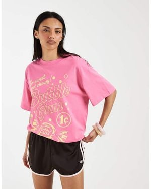 ASOS Oversized T-shirt With Bubble Gum Embroidery - Pink