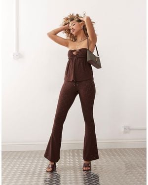 Motel Dan Low-rise Broderie Flares - Natural