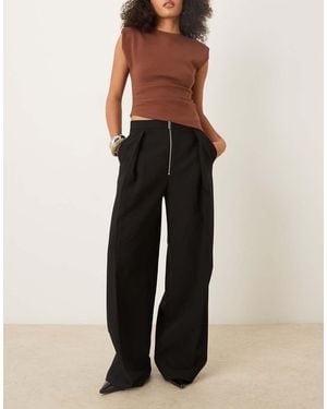 Mango Pantalones De Sastre Negros Con Detalle De Pinzas De