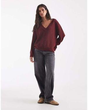ONLY Jersey De Punto Reversible En Burdeos-Rojo