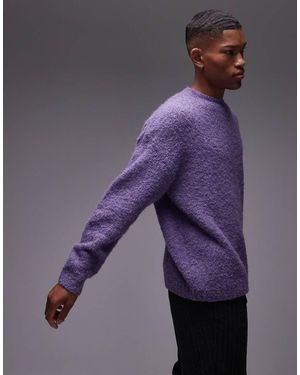 TOPMAN Relaxed Fit Boucle Jumper - Purple