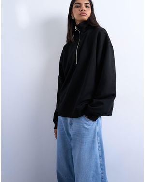 TOPSHOP Sweat à col zippé - Bleu