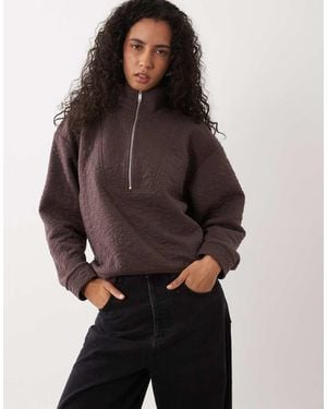 ASOS Felpa Coordinata Con Collo A Imbuto E Zip Corta - Marrone