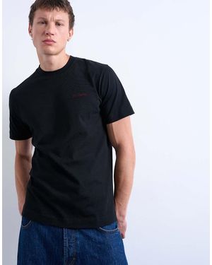 TOPMAN Classic Fit T-Shirt With Je T'Aime Embroidery - Black