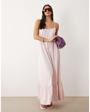 Gina Tricot Pure Cotton Flowy Strappy Maxi Dress - Pink