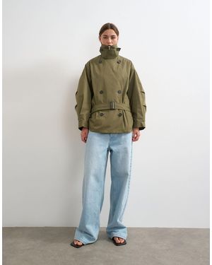 TOPSHOP – mittellanger oversize-trenchcoat - Grün
