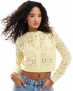 Miss Selfridge Knitted Pointelle Cardigan - Yellow
