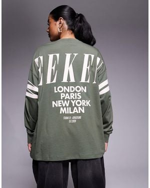 ASOS Weekend Collective Icon Oversized Long Sleeve T-shirt With Stacked Back Logo - Gray