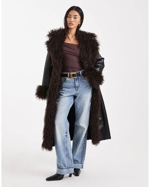 WeWoreWhat Faux-fur Longline Afghan Coat - White