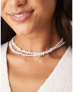 ASOS Ketting Met Meerdere Rijen En Scherfjes Van Imitatieparel - Naturel