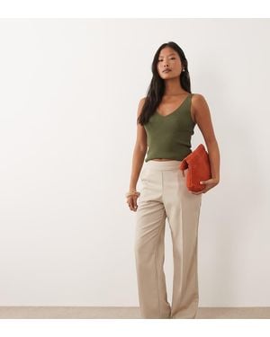 Miss Selfridge Tailored Straight Leg Trousers - Natural